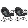 Outsunny Hammock Camping Chair Set of 2, Adjustable Back Folding Swinging Hammock Chair with Cup Holder and Padded Seat, Black