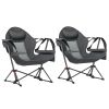 Outsunny Hammock Camping Chair Set of 2, Adjustable Back Folding Swinging Hammock Chair with Cup Holder and Padded Seat, Gray
