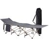 Outsunny Folding Camping Cots for Adults with Carry Bags, Side Pockets, Outdoor Portable Sleeping Bed for Travel Camp Vocation, Grey