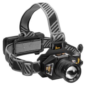 VEVOR Headlamp, Bright LED Rechargeable Headlight, Lightweight Head Flashlight with 16 Lighting Modes, Adjustable Headband & 90° Angle