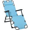 2-in-1 Patio Lounge Chair w/ Pillow, Outdoor Folding Sun Lounger Reclining to 120°/180°, Oxford Fabric, Blue