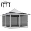 Outsunny 12' x 12' Canopy Tent with Mesh Netting, UPF50+ Pop Up Tent with Carry Bag for Garden, Patio, Light Gray