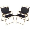 Outsunny Folding Camping Chairs Set of 2 Lightweight Portable Armchairs for Outdoor Festivals Fishing Beach Black