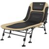 Outsunny Camp Lounger Deluxe: Folding Cot with Padded Cushion, Adjustable Backrest, 400LBS Cream