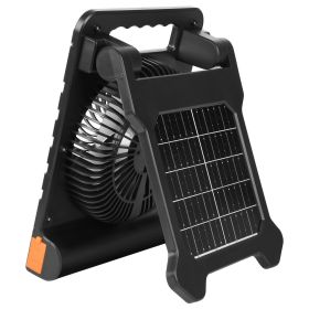 VEVOR 10000mAh Rechargeable Solar Fan with LED Lantern, 7 inch Portable Fan Cordless with 4W Foldable Solar Panel, 4-Speed& Timer& Quiet