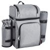 VEVOR Beach Picnic Backpack Bag for 4 Person with Cooler Compartment Grey