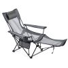 VEVOR Reclining Camping Chair, 4 Adjustable Positions, Portable Folding Lounger for Adults, Mesh Beach Chair with Headrest & Foot Rest