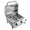 VEVOR Tabletop Gas Grill, 2-Burner Stainless Steel Portable Propane Grill, with Built-in Thermometer, Travel Locks, Weatherproof Lid, 15,000 BTU Total