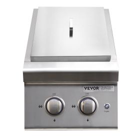 VEVOR Double Grilling Side Burners, 2 x 17,000BTU Liquid Propane Side Burner for Outdoor Kitchen, Convertible to Natural Gas