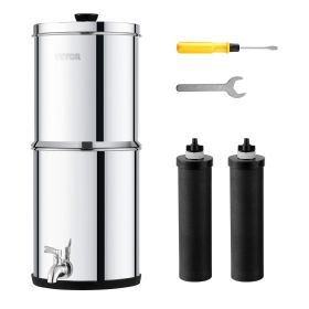 VEVOR Gravity-fed Water Filter System, 2.25G 304 Stainless-Steel Countertop System, Water Filtration System, Reduces Lead and up to 99% of Chlorine