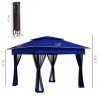 Outsunny 11 x 11 Pop-Up Canopy Gazebo Outdoor Patio Event Tent with Zipper Netting,Carry Bag, UV Protection for Backyard & Garden, Blue