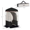 Outsunny Camping Shower Tent, Portable Privacy Shelter with Solar Shower Bag, Removable Floor and Carrying Bag, Black