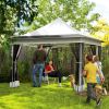 Outsunny 12' x 12' Canopy Tent with Mesh Netting, UPF50+ Pop Up Tent with Carry Bag for Garden, Patio, Light Gray