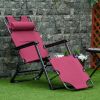 Patio Lounge Chair 2-in-1 w/ Pillow Folding Sun Lounger Adjustable Footrest 120/180 Degree Oxford Fabric Red