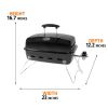1-Burner Black Propane Gas 17.5" Portable Tabletop Grill, with Removable Lid