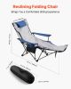VEVOR Reclining Camping Chair, 4 Adjustable Positions, Portable Folding Lounger for Adults, Mesh Beach Chair with Footrest & Plush Cushion