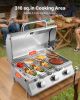 VEVOR Tabletop Gas Grill, 3-Burner Stainless Steel Portable Propane Grill, with Built-in Thermometer, Travel Locks, Weatherproof Lid, 22,500 BTU Total