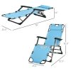 2-in-1 Patio Lounge Chair w/ Pillow, Outdoor Folding Sun Lounger Reclining to 120°/180°, Oxford Fabric, Blue