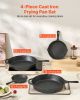 VEVOR Cast Iron Skillet, 4-Piece Frying Pan Set (6, 8, 10, 12 in), Skillets with Heat-Resistant Silicone Handle, Pre-Seasoned Chef's Pan