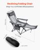 VEVOR Reclining Camping Chair, 4 Adjustable Positions, Portable Folding Lounger for Adults, Mesh Beach Chair with Headrest & Foot Rest