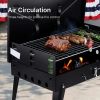"Compact Foldable BBQ Grill - Thickened Steel Windproof Design with Adjustable Height for Outdoor Cooking"