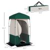 Outsunny Camping Shower Tent, Portable Privacy Shelter with Solar Shower Bag, Removable Floor and Carrying Bag, Green