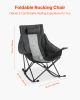 VEVOR Rocking Camping Chair, Portable Folding Rocker, Heavy-Duty Lawn Chair Recliner with Cupholder & Pocket, Supports 225lbs