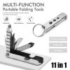 11-in-1 Stainless Steel Multi-Tool with Phone Stand, Folding Knife, Bottle Opener, Screwdriver