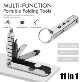 11-in-1 Stainless Steel Multi-Tool with Phone Stand, Folding Knife, Bottle Opener, Screwdriver (Model: 1pc)
