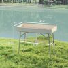 3.4ft Folding Ice Cooler Table with Drain, Fill and Chill Table Outdoor Table Cooler with Storage Shelf